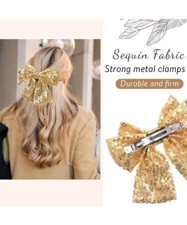 7 Inch Big Sequin Layered Hair Bows for Women & Girls - Black Red Glitter Barrette Clip - Stylish Hair Accessories (8Pcs) - Buy Online on GoSupps.com