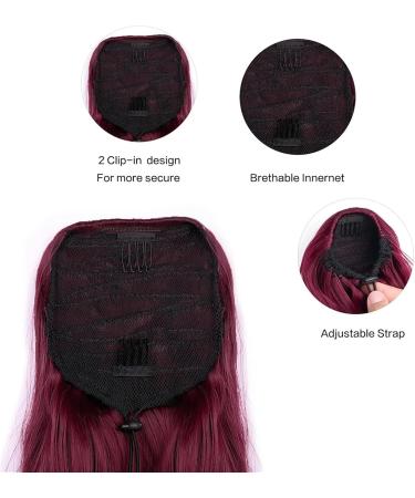 Body Wave Ponytail Hair Extension 24" Long Curly Wavy Drawstring Ponytail Hairpieces Clip in Natural Looking Synthetic Hair Extension for Women (Color : Burg Size : 24inches) 24inches Burg - Buy Online on GoSupps.com