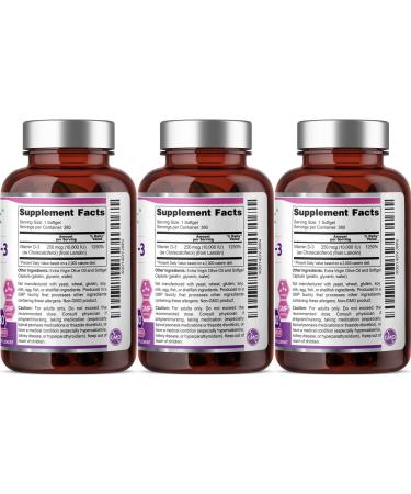 biophix Vitamin D-3 10000 IU 380 Softgels 3 Pack - High-Potency in Extra Virgin Olive Oil Non-GMO Soy-Free Supports Strong Bones Immune Health - Buy Online on GoSupps.com
