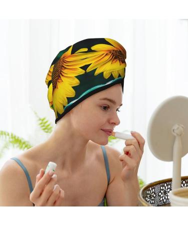 Sunflower Pattern Coral Velvet Dry Hair Cap Ideal for Home Travel Pool Parties & More | Fast International Shipping - Buy Online on GoSupps.com