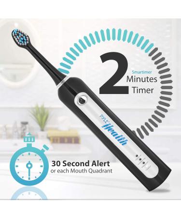 Buy Pyle Health Ultrasonic Rechargeable Electric Toothbrush - 3 Modes Timer 2 Brush Heads - Ideal for Kids Teens & Adults - PHLTB41BK - Buy Online on GoSupps.com