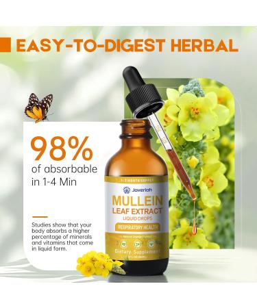 Javeriah Mullein Drops for Lungs Cleanse - Cordyceps, Marshmallow Root & Licorice Root Extract, Respiratory Herbal Supplement with Mullein Leaf Extract for Immune Support & Bronchial Cleanse, 2 Fl Oz - Buy Online on GoSupps.com