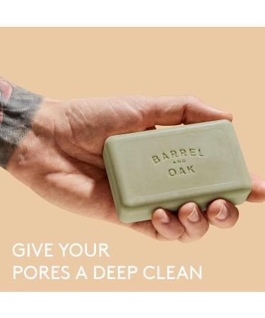Barrel & Oak Exfoliating Bar Soap for Men - Deep Cleansing Vegan Charcoal & Olive Stone Sustainable Palm Oil 6 oz - Buy Online on GoSupps.com
