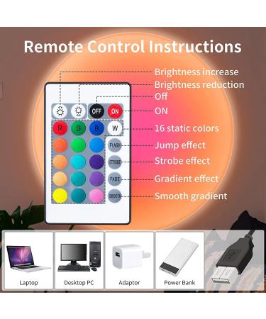 16 Colors Sunset Lamp - USB Sun Lamp with Remote Control | 180 Rotatable LED Projector for Selfies Parties & Decorations - Buy Online on GoSupps.com