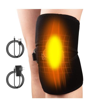 YIDACO Heated Knee Brace Wrap Support   Heating Pad for Fatigue  Leg Massager  The Elderly in Cold Weather  Heat Therapy Pain Relief  Joint Pain  Arthritis(No Battery)  White  One Size