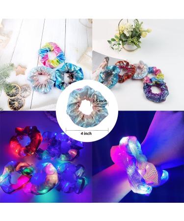 10 Pcs LED Light Up Hair Scrunchies for Girls - Neon Satin Hair Ties Accessories - Glow in the Dark Party Supplies - Buy Online on GoSupps.com