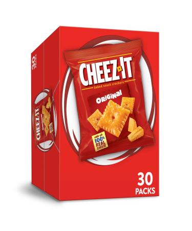 Cheez-It Cheese Crackers, Baked Snack Crackers, Office and Kids Snacks, Original, 30oz Bag (30 Packs)