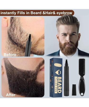 Black Beard Pen - Men's Beard Filler Pencil for Natural Coverage - Waterproof & Sweatproof Beard Brush - Long-lasting Mustache Kit for Styling, Thickening & Defining - Enhance Face Hair Color - Buy Online on GoSupps.com