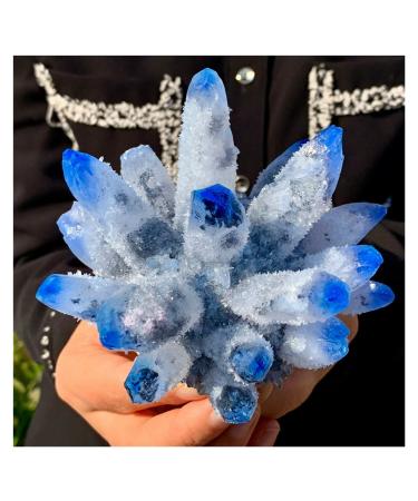 Natural Crystal Rough Crystal Cluster Sky Blue Phantom Quartz Crystal Cluster Specimen (Size : 400-500g)
