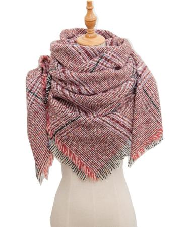 Hanxiulin Women's Watermelon Red Triangle Scarf - Classic Cotton Poncho Wrap for Winter & Autumn Fashion - Buy Online on GoSupps.com