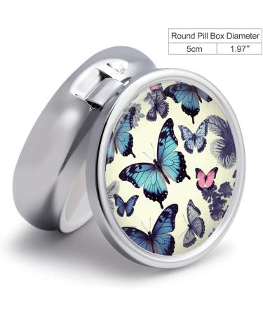 Beautiful Butterfly Round Pill Box | 3 Compartment Metal Organizer | Portable Decorative Pill Case - Buy Online on GoSupps.com