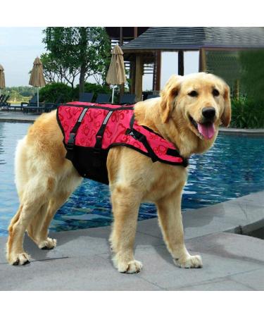 Dog Life Jacket - Safety Swimming Vest for Small & Large Dogs | Red Bone (Large) - Buy Online on GoSupps.com