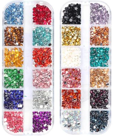 FEIlei 12 Grids 3D Nail Jewelry Nail Art Studs Shiny Diamond Crystal Gems Rhinestones - Buy Online on GoSupps.com
