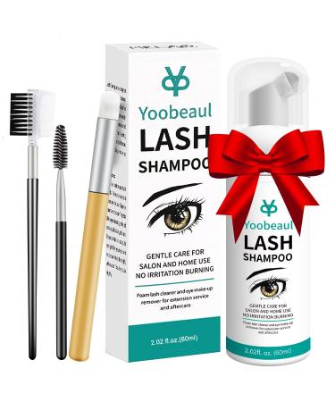 Eyelash Extension Cleanser 60ml Eyelash Brush  Eyelid Foaming Cleanser  Clean for Extensions Natural Lashes  No Paraben/Sulfate  Lash Shampoo  Safe Makeup&Mascara Remover  Salon&Home Use -2 fl.oz 2.02 Fl Oz(Pack of 1)