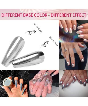 Chrome Nail Powder Set - Glitter Metal Mirror Effect - 4 Colors - 3D Holographic - DIY Nail Art Kit with Sponge Sticks - Buy Online on GoSupps.com