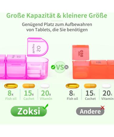 7-Day Pill Organizer with 4 Compartments - Large Portable Medication Box for Tablets | Removable Green Housing | Ideal for Daily Dose Management - Buy Online on GoSupps.com