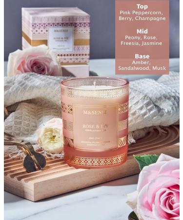 M&SENSE Rose Ivy Candle - Scented Soy Candle Gifts for Women | 45 Hour Slow Burning Aromatherapy | Luxury Home Decor & Stress Relief | Perfect Valentines Day Gifts for Her - Buy Online on GoSupps.com