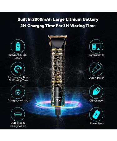 MICROFROM Hair Clippers for Men - Cordless 2000mAh Trimmer + Cutting Cape - Beard & Bald Head Electric Pro Li Outline Trimmer Kit for Barber - Gold Color - Buy Online on GoSupps.com