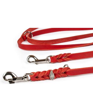 Copcopet 3-Way Adjustable Dog Leash - Handmade Fat Leather Chrome Fittings 3m x 18mm Red | Premium Quality for International Shipping - Buy Online on GoSupps.com