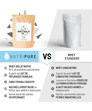 Nutripure Utilate Whey Native Isolate powder Fooding supplement based on dairy protein muscle development and power training 81 protein 25 BCAA 37 EAA Vanille 2kg France Vanille Seau 2KG - Buy Online on GoSupps.com