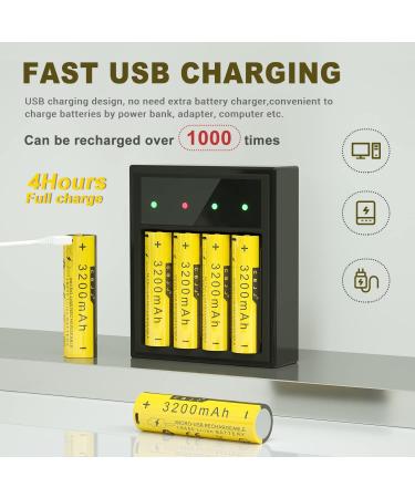 18650 Rechargeable 3.7V 3200mAh USB Micro Port Battery - High Capacity for Flashlights Toys & Pathlights (2 Pack - Buy Online on GoSupps.com