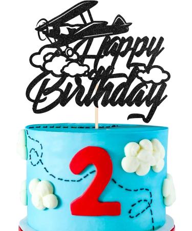KAPOKKU Vintage Fighter Plane Happy Birthday Cake Toppers for Boys Birthday Party Decoration Adventure Begins Birthday Cake Toppers Pilot Birthday Party Decorations Supplies - Buy Online on GoSupps.com