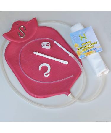 Premium Enema Bag Kit - Colon Cleansing with 4 Quart Platinum Cured Silicone Hose - Red - Buy Online on GoSupps.com