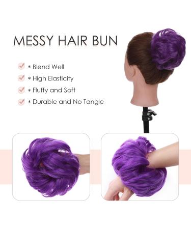 Synthetic Curly Messy Hair Bun Scrunchie Extension in Purple - Women's Updo Chignon Hairpiece - Buy Online on GoSupps.com