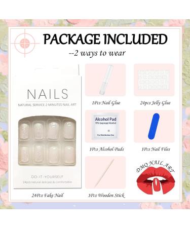 Square False Nails Short 24Pcs Glitter Fake Nails Nude White Press on Nails Milky White French Nails Tips with Nail Glue Acrylic Stick on Nails for Women Girls Nails Art Aurora Glitter - Buy Online on GoSupps.com