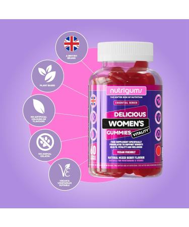  Nutrigums Nutrigums Multivitamin and Probiotic Gummies for Women | Mixed Fruit Flavor | 60 Vegan Gummies | Contains 19 active nutrients for gut health bones energy hair skin and vision - Buy Online on GoSupps.com