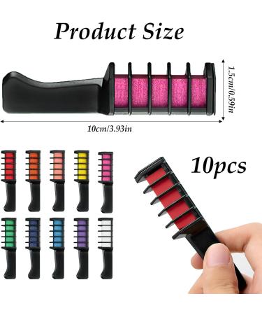 10 Colors Temporary Hair Chalk for Kids - Washable Hair Chalk Comb Dye Makeup Set - Non-Sticky Bright Hair for DIY Parties & Cosplay - Buy Online on GoSupps.com