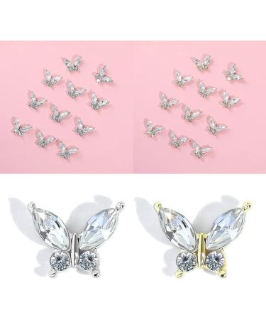 FEIlei 10Pcs Luxury Alloy Nail Charms Nail Rhinestones Gems Luxury Nail Art Rhinestones Silver - Buy Online on GoSupps.com
