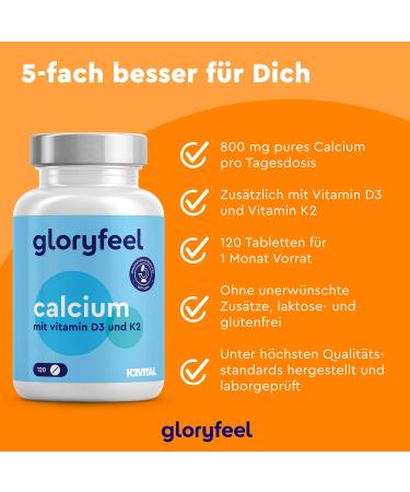 High-Dose Calcium Tablets with Vitamin D3 & K2 | 800mg Calcium + 1000 IU D3 | 120 Vegetarian Tablets - Lab Tested for Quality - Buy Online on GoSupps.com