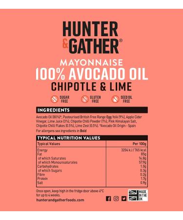 Chipotle & Lime Avocado Oil Mayonnaise 250g | Paleo Keto | Gluten & Sugar Free | Smoky & Fiery | British Free Range Egg Yolk | Pack of 1 - Buy Online on GoSupps.com