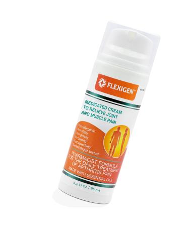 FLEXIGEN Topical Pain Relief Cream - Pharmacists Formula for Joint & Muscle Aches Due to Arthritis Sprains Strains or Injuries. Sports and Recovery Cream for The Whole Body. (3.2 Fl Oz -Pack of 1) 3.2 Fl Oz (Pack of 1)