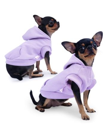 Frienperro Dog Clothes for Small Dogs Girl Boy, 100% Cotton Small Dog Hoodie, Chihuahua Clothes Pet Cat Winter Warm Sweatshirt Sweater, Teacup Yorkie Puppy Clothing Coat Costume X-Small Purple