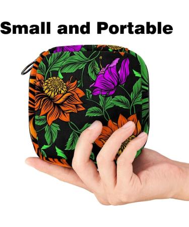 Stylish Women's Napkin Storage Bag - Portable Menstruation Cup Holder with Orange Rose Design | Perfect for First Period Essentials - Buy Online on GoSupps.com