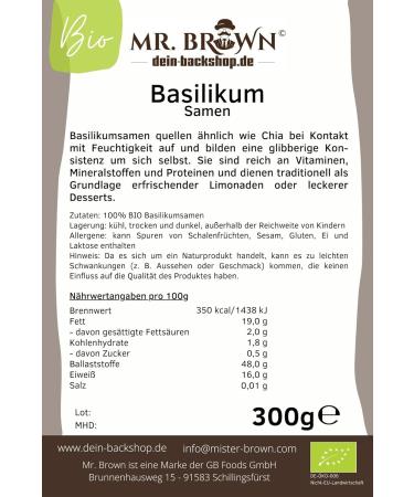 Buy 2x300g Organic Basil Seeds - Versatile Superfood for Your Health - 600g Chia Seed Alternative - Buy Online on GoSupps.com