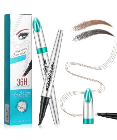 LOPHE LOPHE 3D Eyebrow Pencil with 4 Tips - Liquid Waterproof & Long Lasting for Natural Makeup