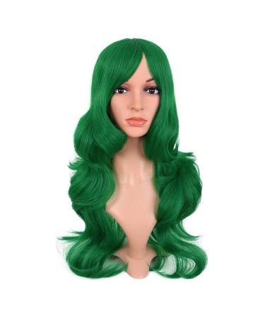 MapofBeauty 24 inch/60 cm Charming Plastic Fiber Long Wavy Wig Women Party Full Wigs (Grass Green) - Buy Online on GoSupps.com