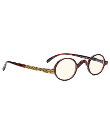 BLUELESS Vintage Round Blue Light Blocker Filtering Eyeglasses Small Lens (Tortoise) Tortoise 0.0 x