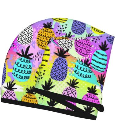 Graffiti Pineapples Microfiber Hair Towel - Soft Super Absorbent Quick Dry Hair Wrap for Long Curly & Thick Hair - Coral Velvet for Women - Buy Online on GoSupps.com
