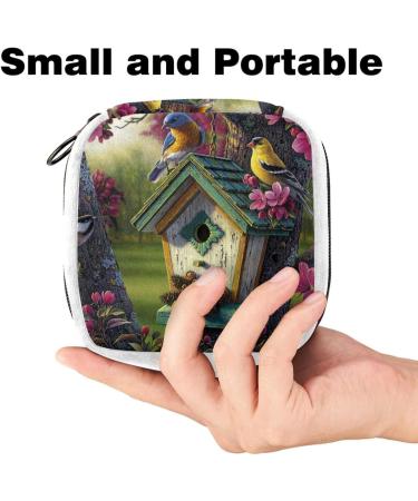 Sanitary Napkin Storage Bag | Period Tampon Makeup Pad Pouch - Tree House Bird Color3430 - Buy Online on GoSupps.com