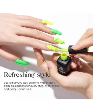Beetles Neon Gel Nail Polish Set - 6 Colors Neon Orange, Hot Pink, Blue, Yellow, Green, Purple - Soak Off UV Gel Kit for Nails - Neon Collection - Perfect Gift - Buy Online on GoSupps.com