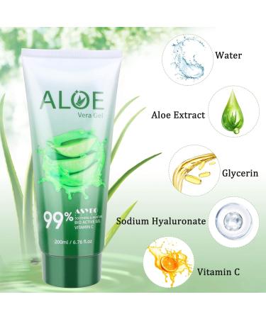 ASYBO 200 ML Aloe Vera Gel 99% Organic Pure Aloe Vera Hydrating Face & Body Moisturizer Natural Aloe Cream for Dry Skin Sunburn Acne Soothing & Moisturizing (2 Pack) - Buy Online on GoSupps.com