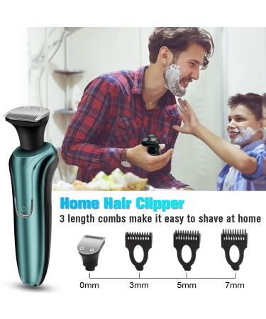 4-in-1 Wet Dry Electric Razor for Men - Waterproof Rotary Face Shaver - USB Rechargeable Cordless Shaver - Ideal Gift for Dad and Husband - Green - Buy Online on GoSupps.com