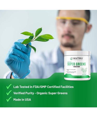 Nutrii Organic Green Immunity Superfood Powder - Daily Formula with Turmeric, Probiotics & Ashwagandha - Lemon-Mint Flavor | Boost Energy & Digestion - Buy Online on GoSupps.com