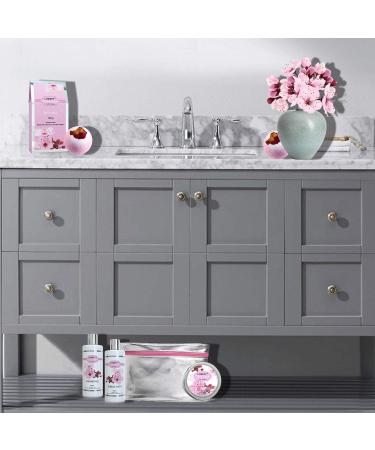 Cherry Blossom Spa Gift Basket Set for Women - Luxury Bath and Body Set with Lotions, Bath Bombs, Mirror, Travel Bag - Perfect Christmas Gift - Buy Online on GoSupps.com