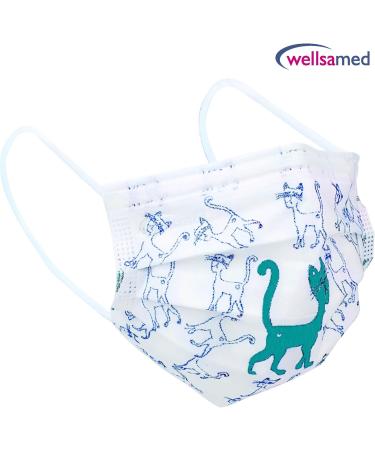 Wellsamed Wellsamask 50 Pack Medical Face Masks Type IIR with Cat Motif Comfortable Elastic Band International Shipping - Buy Online on GoSupps.com