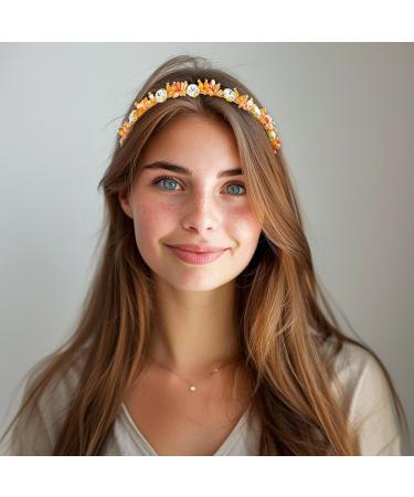 Silver Rhinestone Hairband Orange Crystal Headwear Jewelry Sparkly Hair Accessories for Women and Girls - Buy Online on GoSupps.com